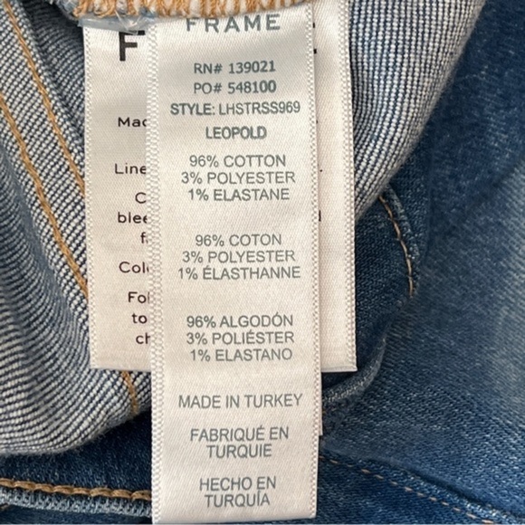 FRAME Denim Le High Straight Embellished Raw Hem Jeans - Picture 8 of 9